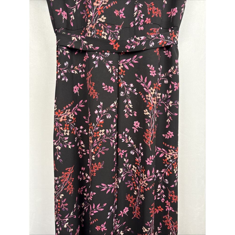 Nanette Lepore Black Floral Print Maxi Dress Size 14 Tie Waist Whimsigoth Fairy - Picture 12 of 14